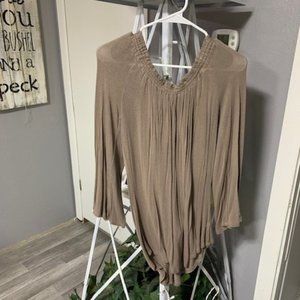 2 for $5-Tan Long-sleeved Blouse Size L